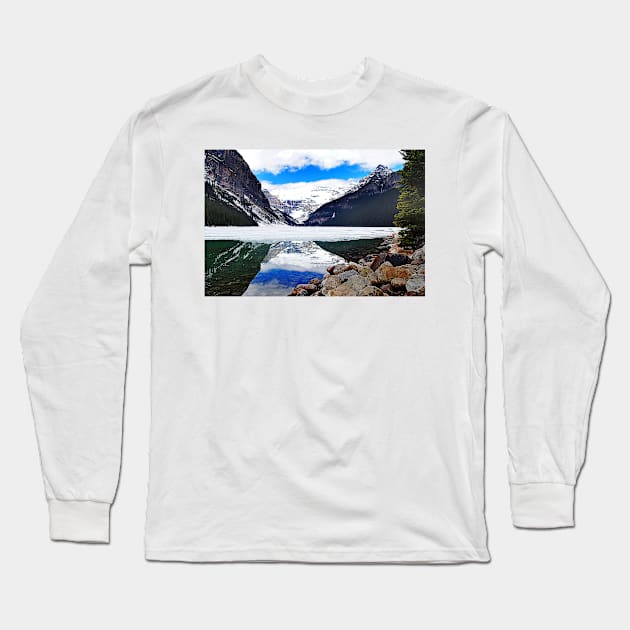 Lake Louise Victoria Glacier Alberta Canada Long Sleeve T-Shirt by AndyEvansPhotos